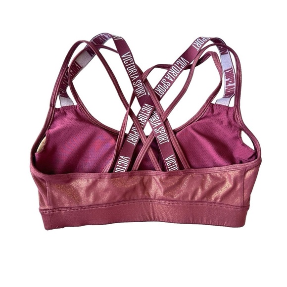 VICTORIA’S SECRET METALLIC MAROON  RACERBACK SPORTS BRA SIZE XS - Picture 2 of 13